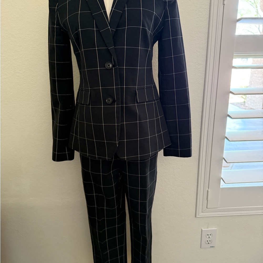 Banana Republic Black Windowpane Womens Suit
